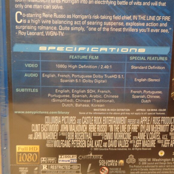 IN THE LINE OF FIRE New Blu-ray Disc / Special Features / High Definition - Picture 5 of 8